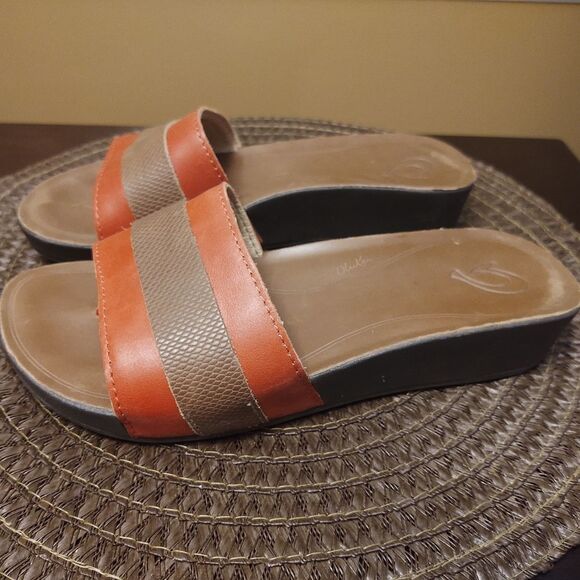 Olukai Ola Huna leather wedge sandal Size 7 M - Picture 2 of 6
